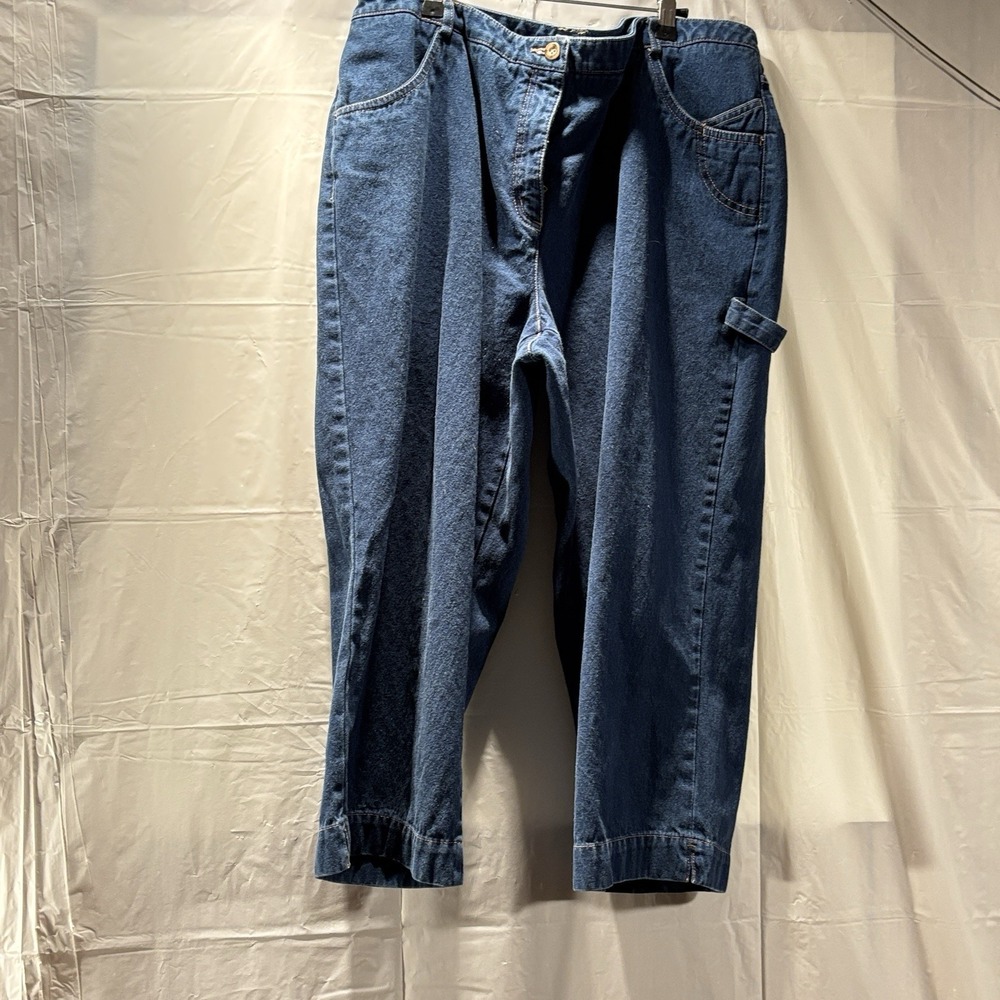 West Bound Capris Jeans Womens 16 Blue Denim Mid Rise Zip Fly  5-Pockets Tool